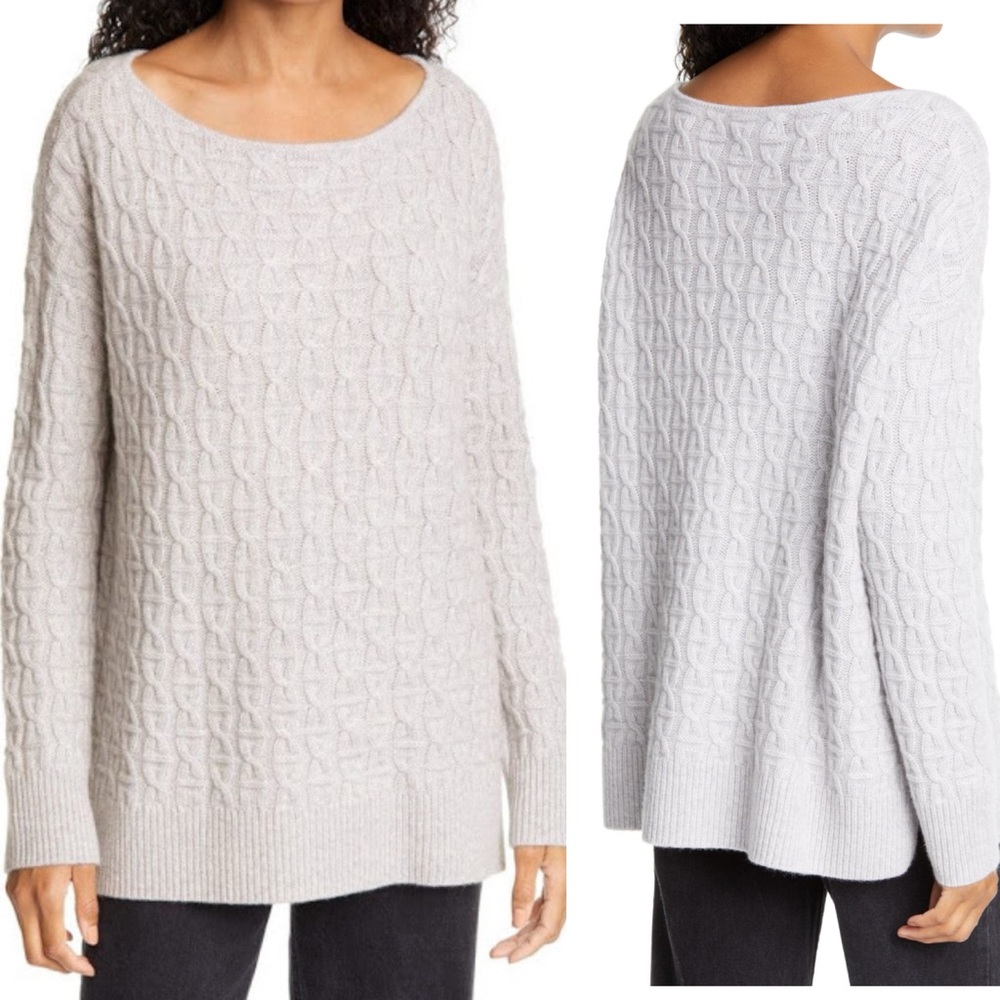 BOGO! Nordstrom Signature 100% Cashmere Tunic Sweater Heather Gray Small